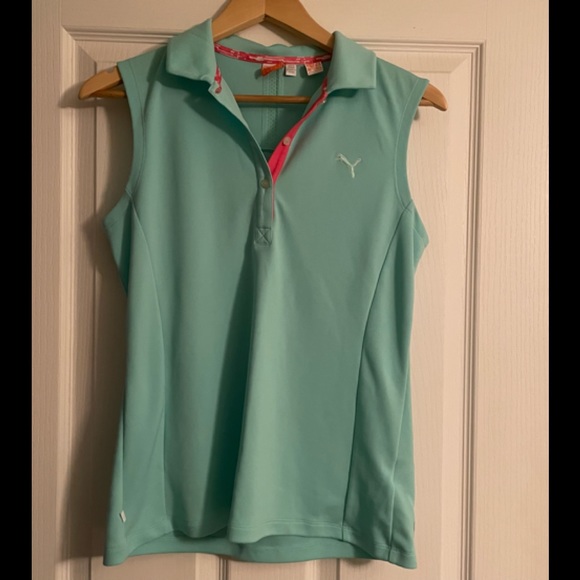 Puma Sport Lifestyle Green w/ Pink Trim Tank Top Size - Medium - Picture 1 of 5